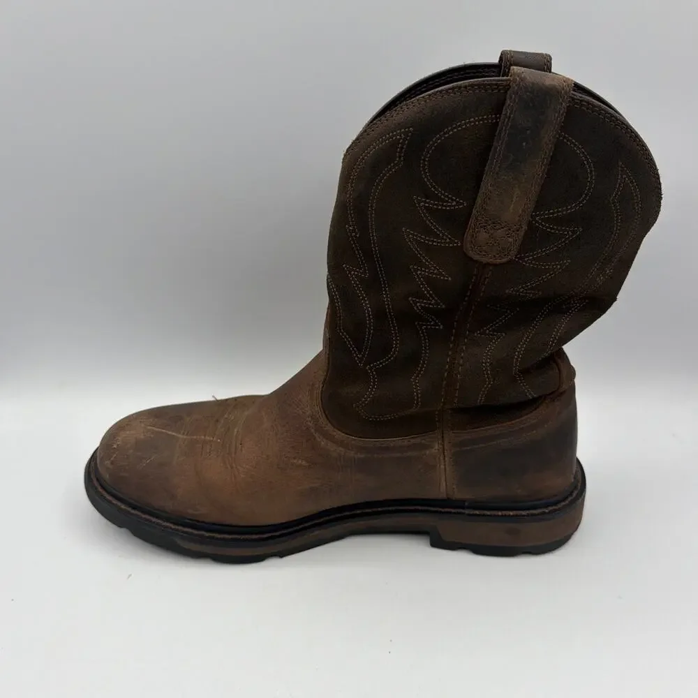 Ariat Work Groundbreaker Pull On Brown Leather Boots 10014238 Mens Size 9.5 D